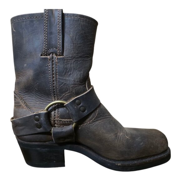 Ladies Frye Brown Leather Harness Ankle Boots - Picture 9 of 10